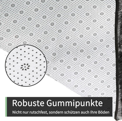Hochflor Teppich Grau 160x230 Modern Waschbar Anti-Rutsch Groß Flauschig