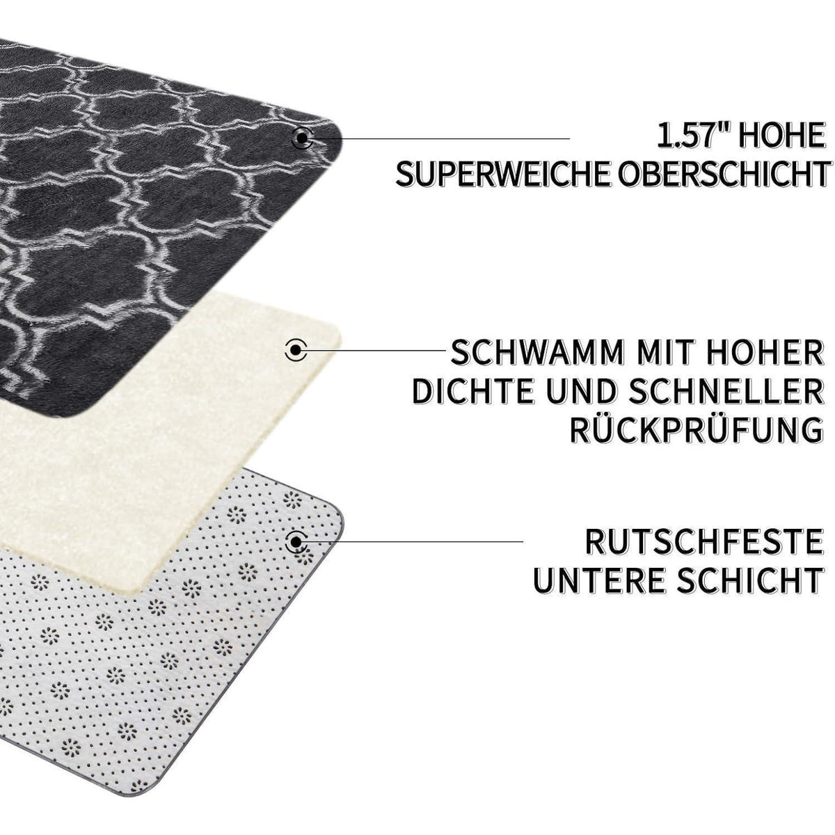 Grauer Hochflor Teppich 160x230 – Waschbar & Rutschfest