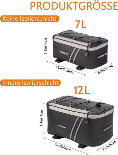 Fahrrad Gepäckträgertasche 12L wasserdicht reflektierend Tragetasche E-Bike Radfahren Outdoor Regenschutz Isolierschicht