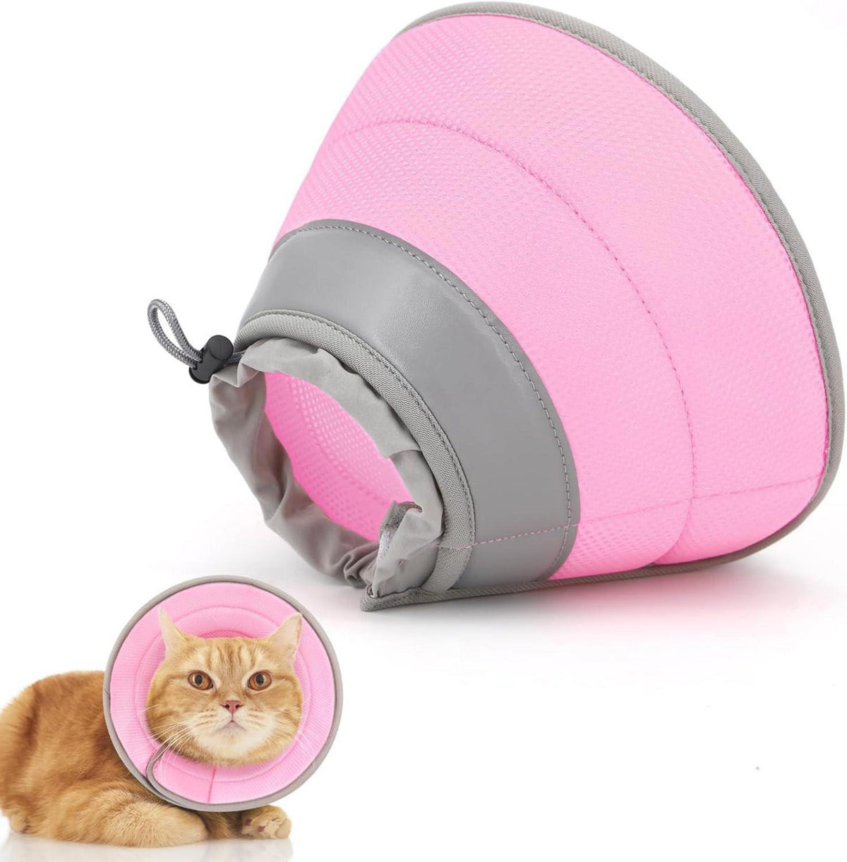 Verstellbarer Halskrause für Katzen nach Operation M rosa