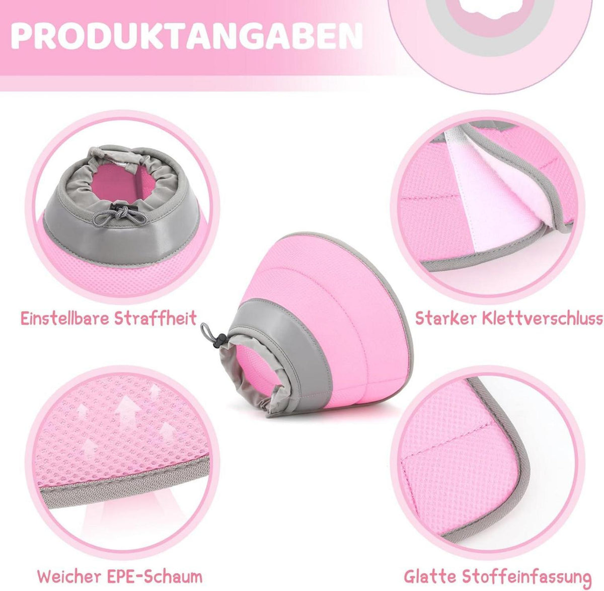 Verstellbare Katzenhalskrause Rosa für Welpen M 20.3-25.4 cm