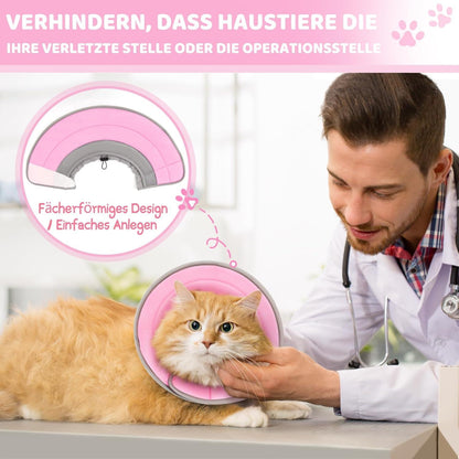 Katzenhalskrause, Einstellbarer Halsband Weich Kragen Cone, Rosa, M