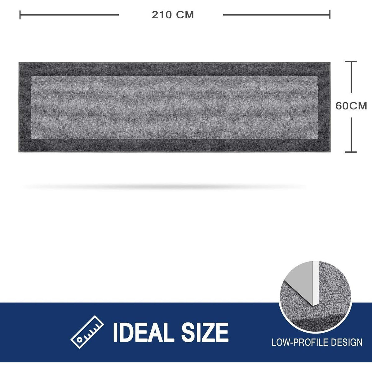 Schmutzfangmatte Grau 60x210 cm – Rutschfest & Waschbar