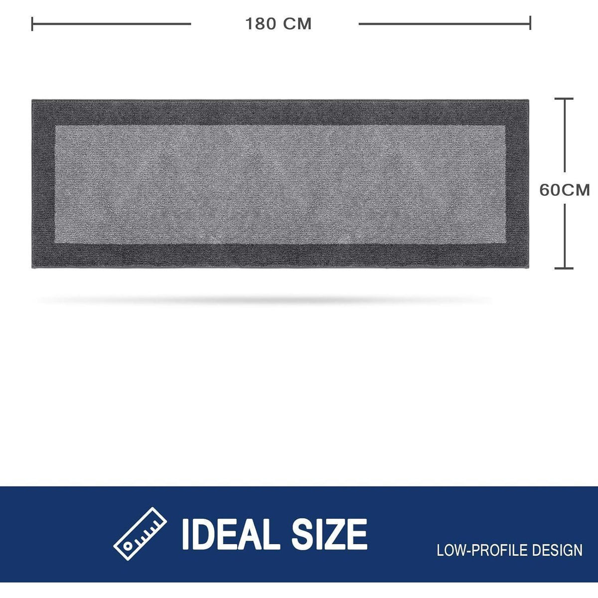 Schmutzfangmatte Grau 60x180 cm – Rutschfest & Waschbar