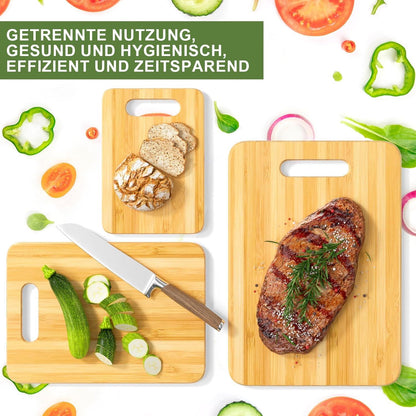 EXABANG Bambus Schneidebrett Set 3er Holz Küchenbretter