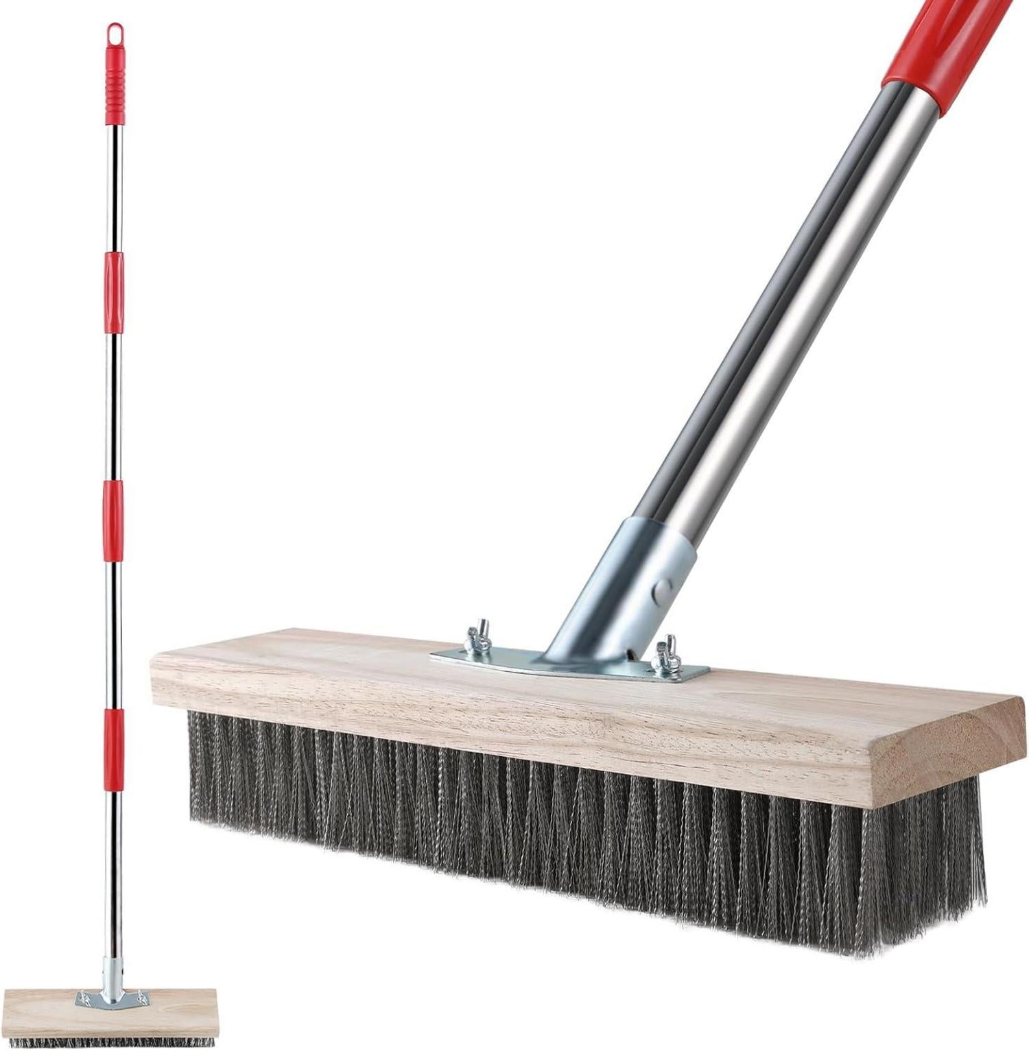 Stahldrahtbesen mit Teleskopstiel 145cm für Terrasse und Garten