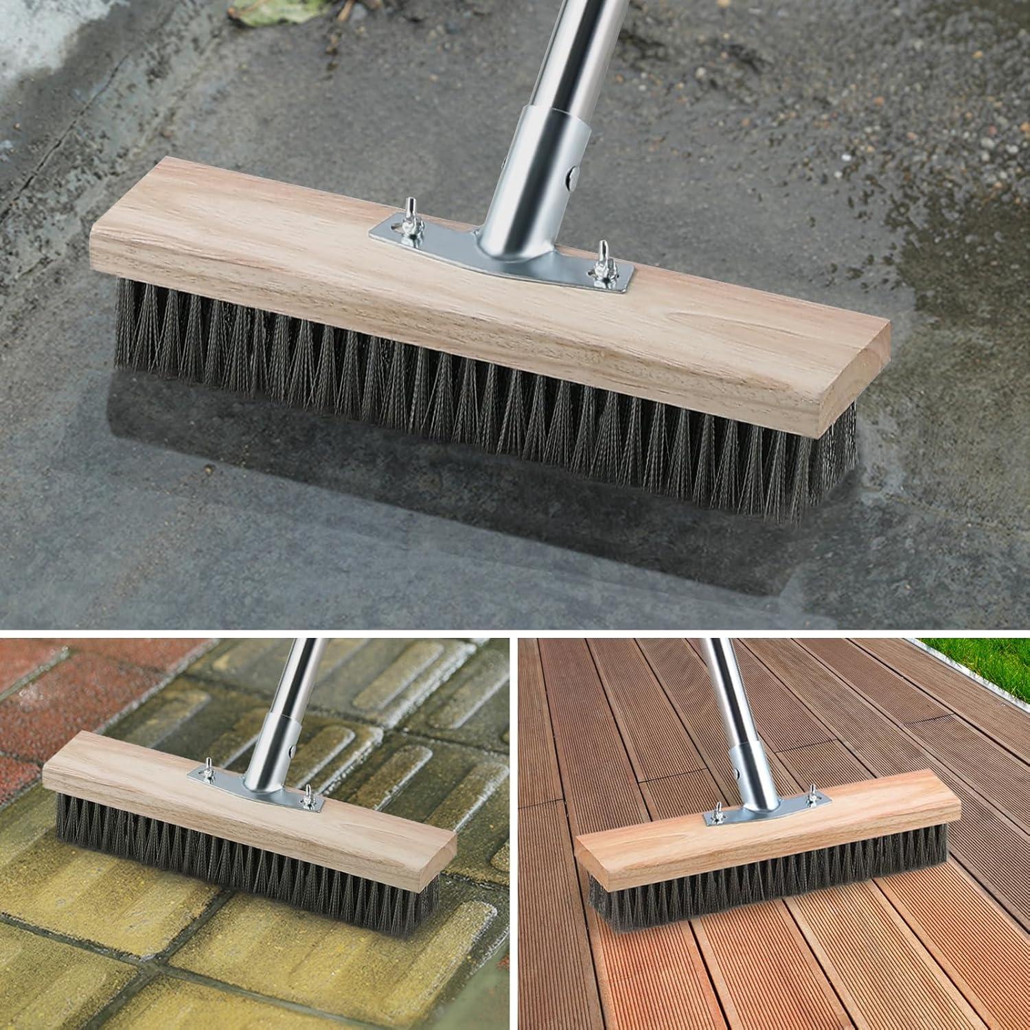 Stahldrahtbesen mit Teleskopstiel 145cm für Terrasse und Garten