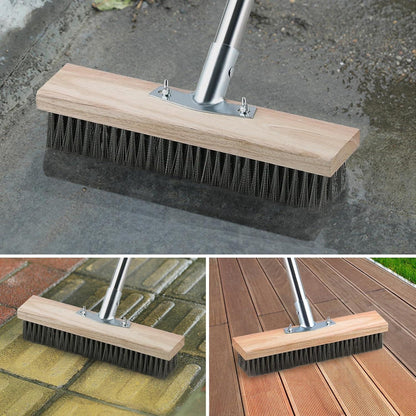 Stahldrahtbesen mit Teleskopstiel 145cm für Terrasse und Garten