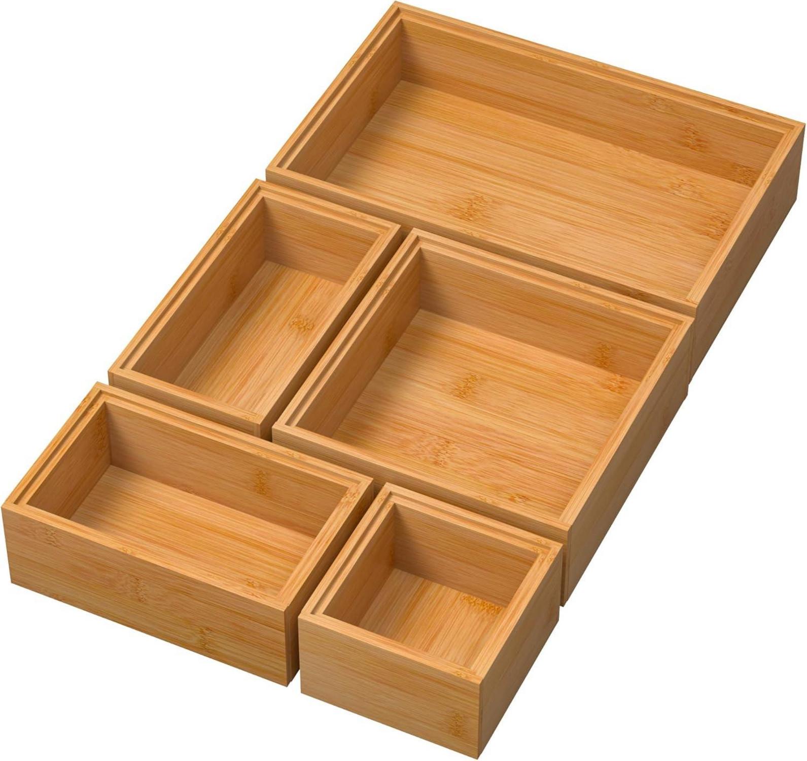 Bambus Schubladen Organizer Set Stapelbar Make up Küche Badezimmer