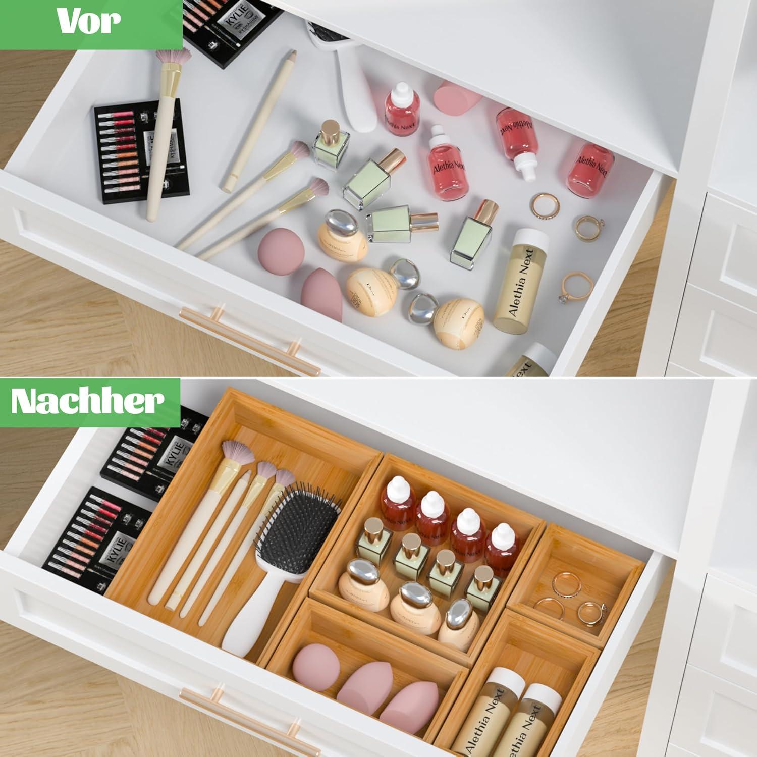 Bambus Schubladen Organizer Set Stapelbar Make up Küche Badezimmer