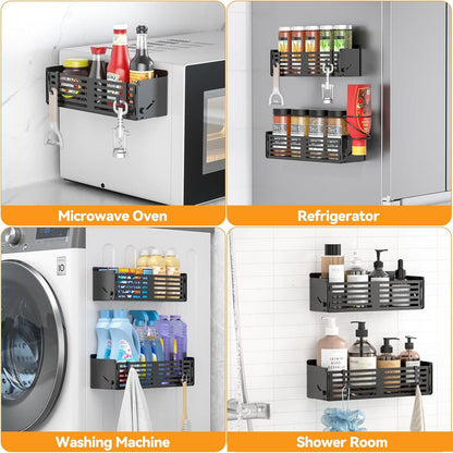 CLESOO Magnetisches Gewürzregal für Kühlschrank, 2Stk. mit Spiralhalterung & Haken