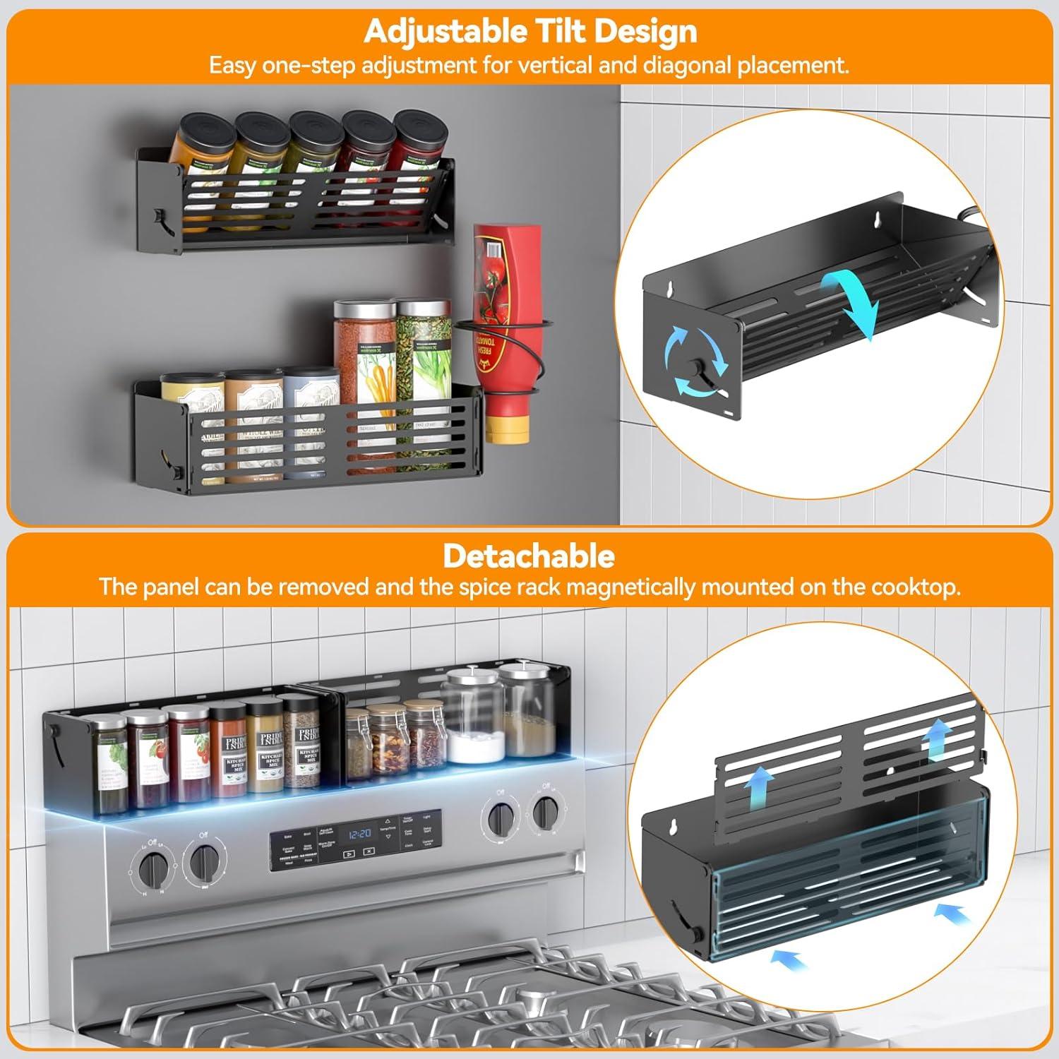 Magnetisches Gewürzregal für Kühlschrank 2er Set, Wandmontiert