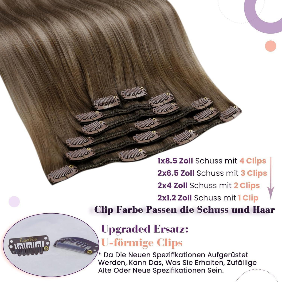 Echthaar Tressen Braun Balayage 60cm - Volles Haar Volumen