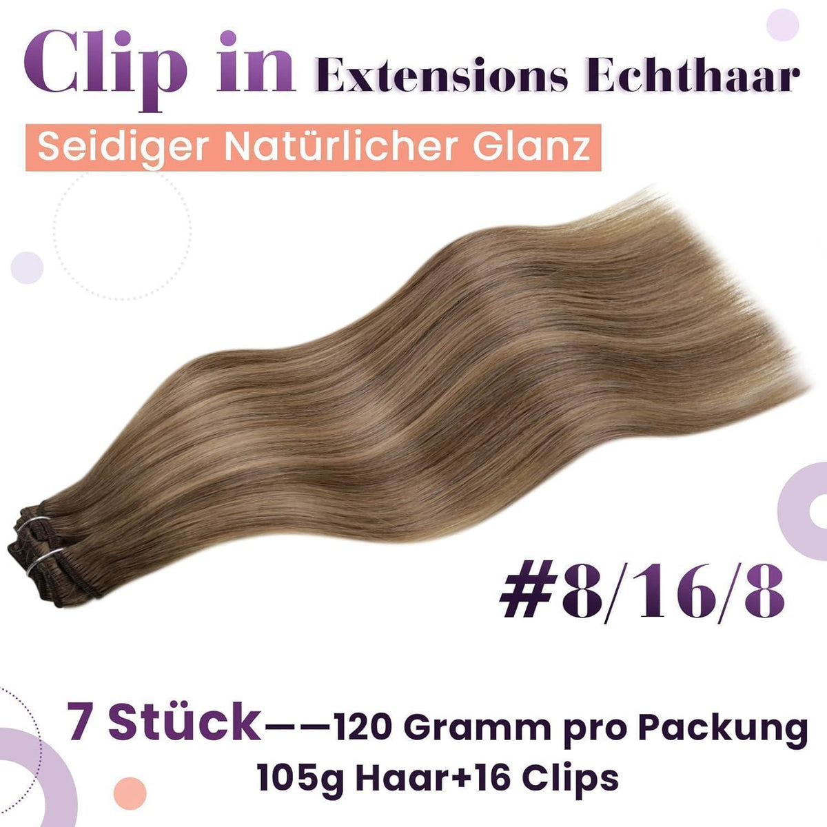Echthaar Tressen Braun Balayage 60cm - Volles Haar Volumen
