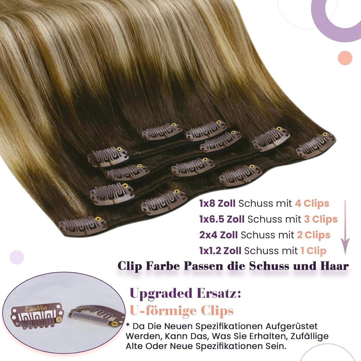 Clip-in Haarverlängerung Echthaar Balayage Braun Blond