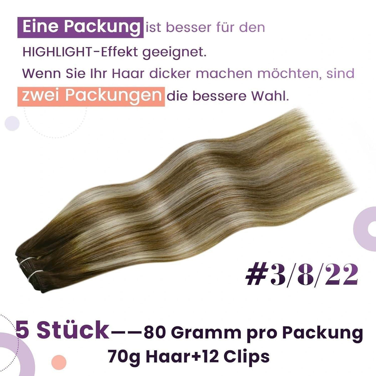 Clip-in Haarverlängerung Echthaar Balayage Braun Blond