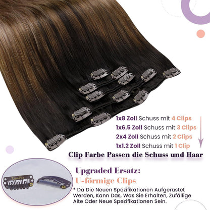 Echthaar Clip-in Extensions Balayage Ombre Aschblond