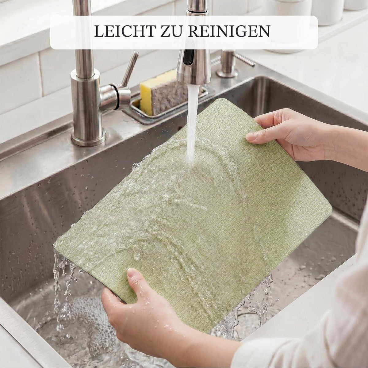 Romanstyle Vinyl Tischsets 6er Set Grau-Grasgrün 30,5 x 43,2 cm