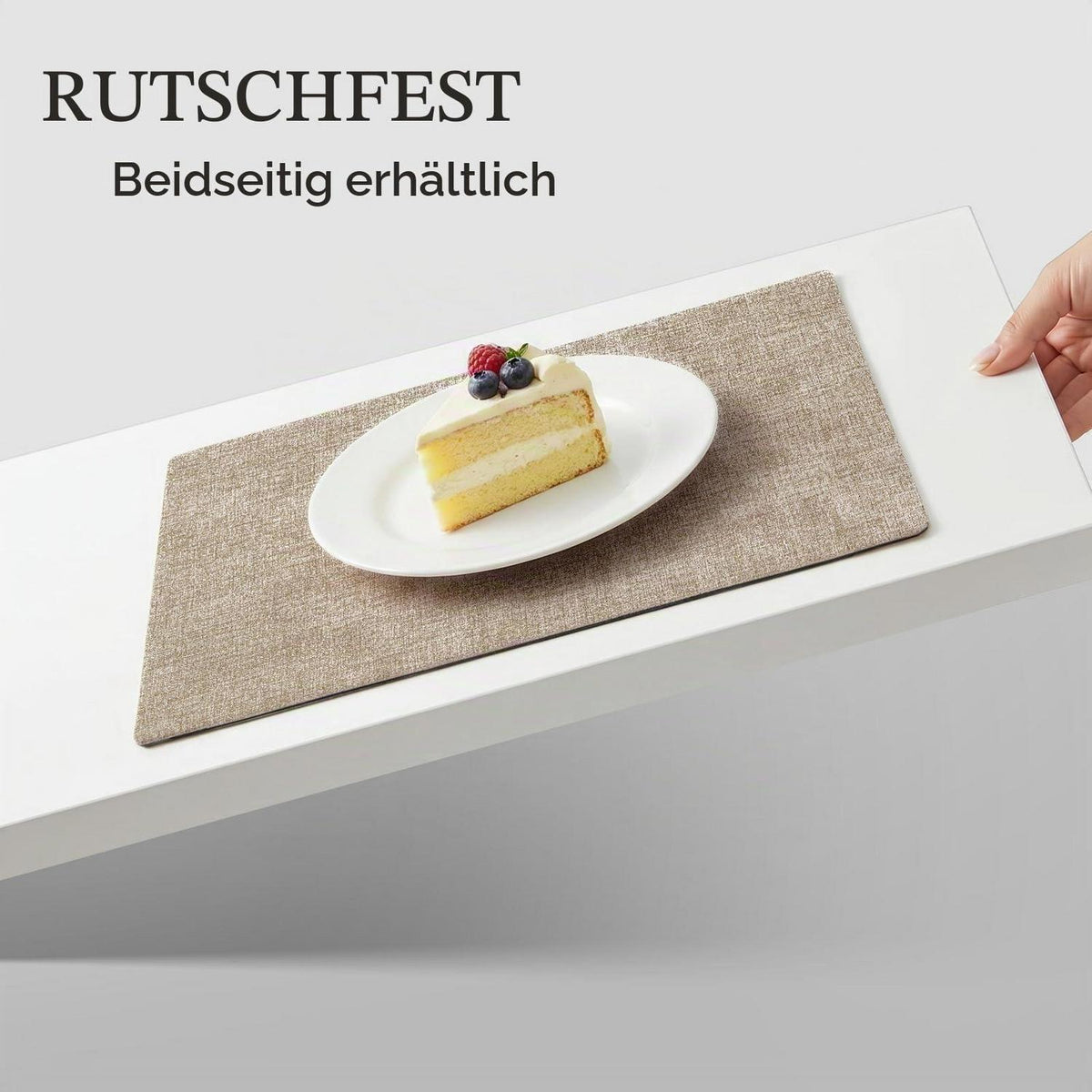 Doppelseitige Tischunterlagen in Lederoptik – Set Grau-Khaki