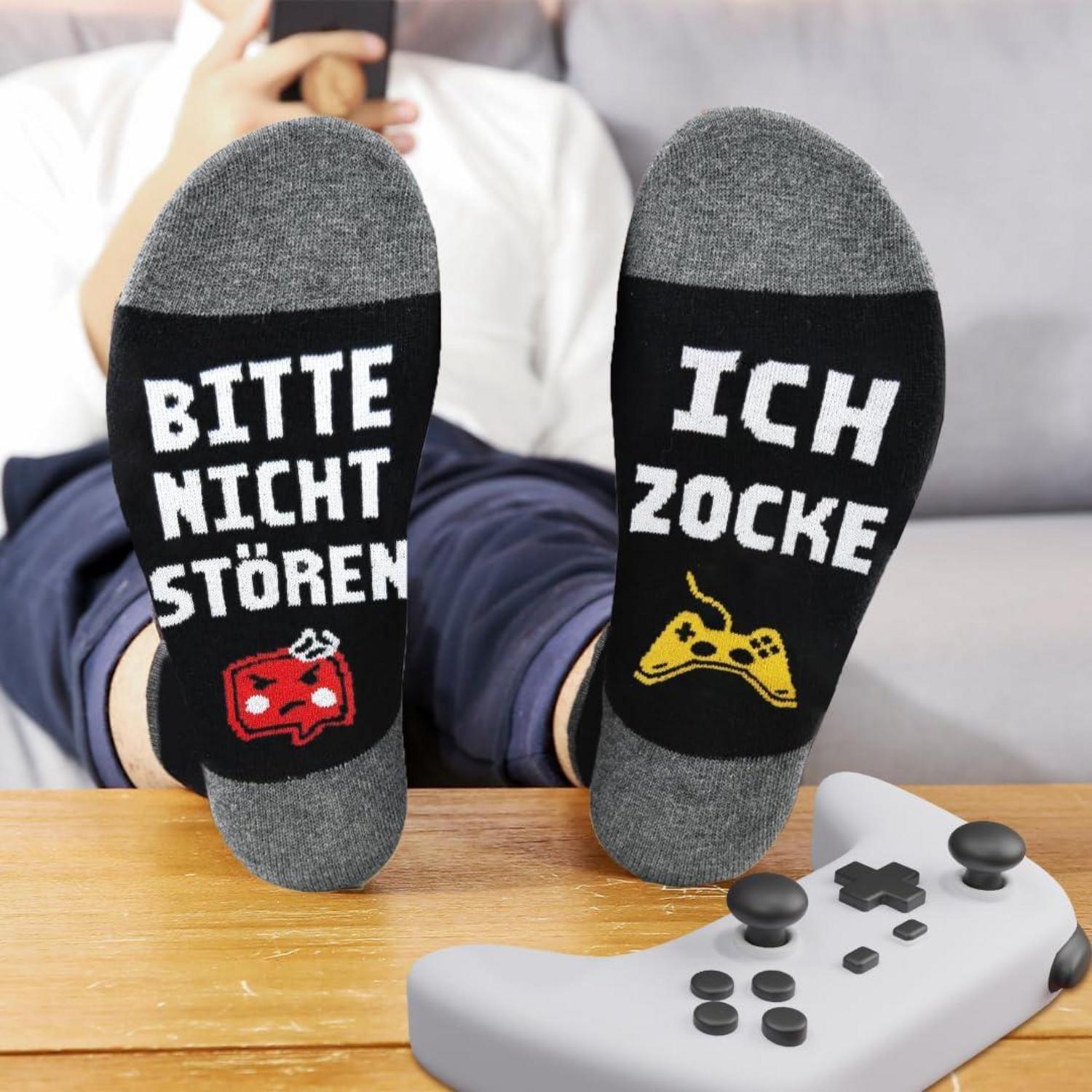 Lustige Gaming Socken Spruch Ich Zocke Gamer Geschenk 43-46