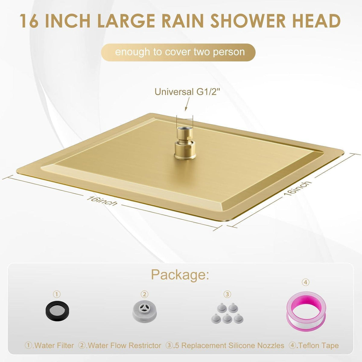 40cm Regendusche Gold – Großer Edelstahl Wasserfall Duschkopf