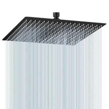 40cm Regendusche Schwarz Edelstahl, 324 Düsen, Verstellbar