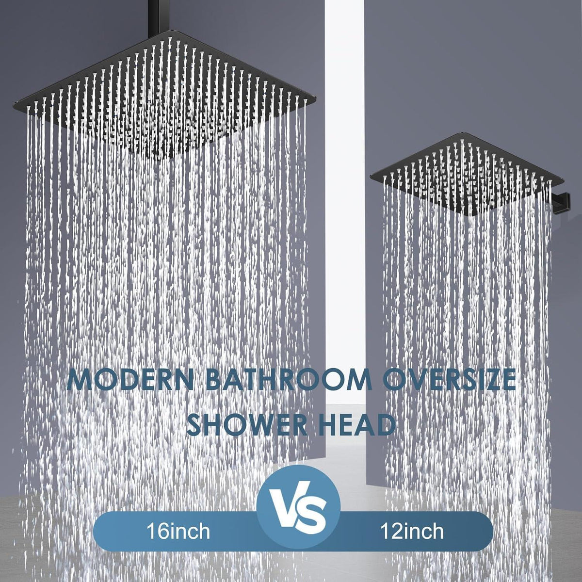 40cm Regendusche Schwarz Edelstahl, 324 Düsen, Verstellbar