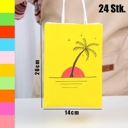 40 Stück Bunte Kraftpapiertüten mit Henkel, Geschenktaschen für Hochzeiten, Geburtstag, Einkaufen