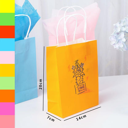 Kraftpapiertüten bunt 40 Stück 20x14x7cm Geschenktüten mit Henkel