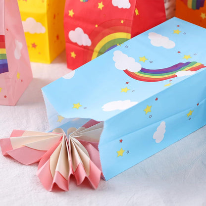 40er Pack Regenbogen Geschenktüten mit Aufkleber, Partytüten