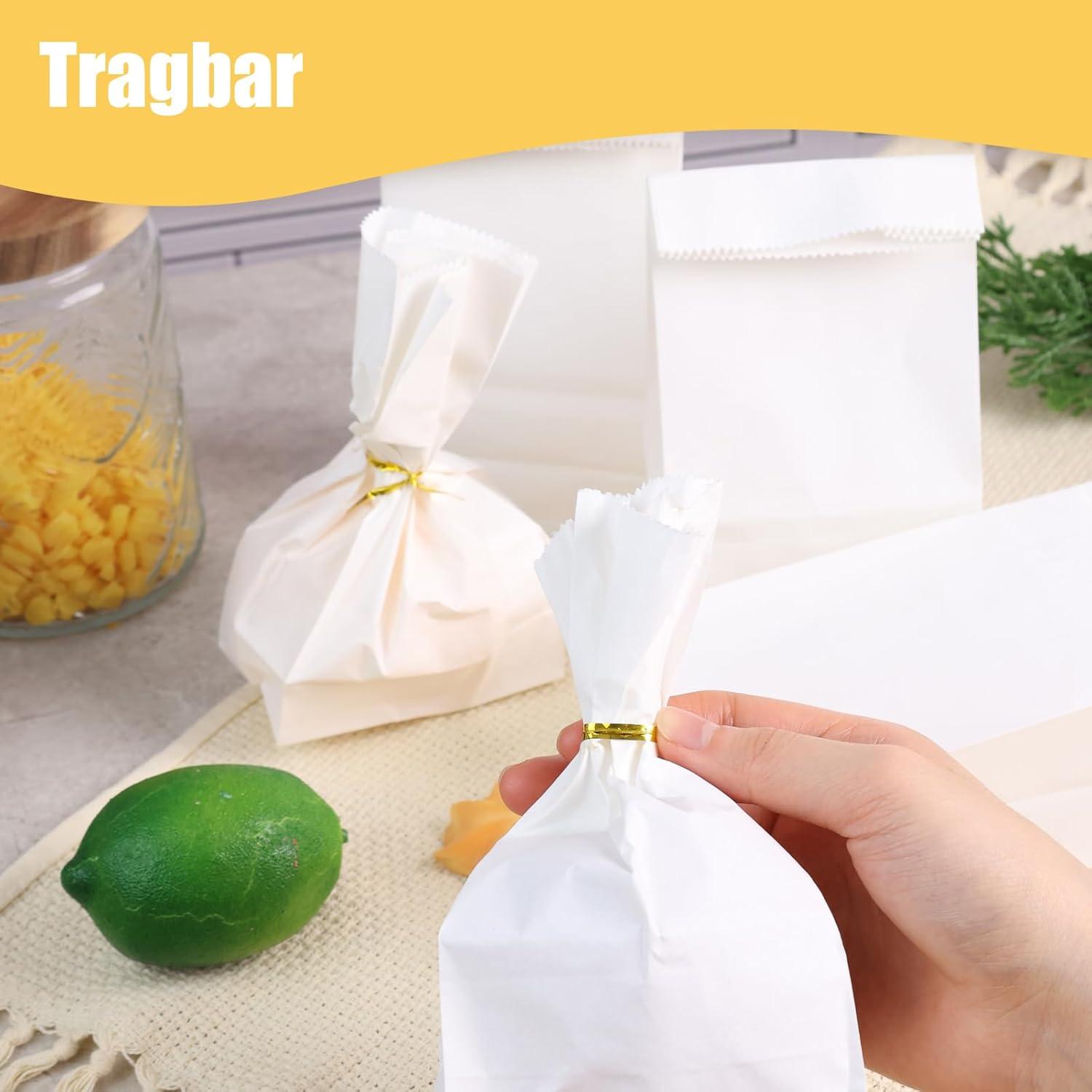 50 Stück Weiße Papiertüten für DIY Geschenke, Brot, Süßigkeiten