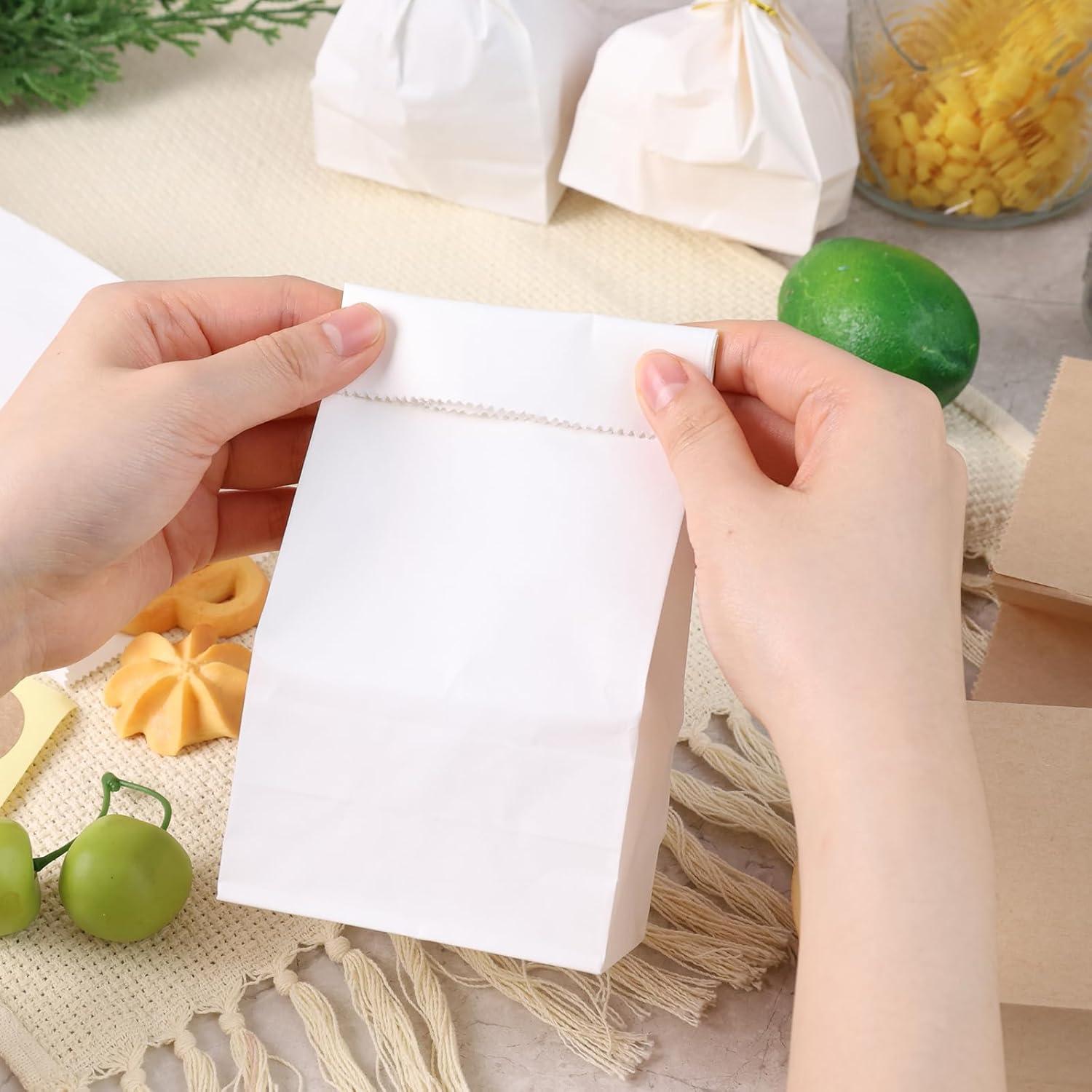 50 Weiße Papiertüten 18x9x5,5cm Geschenktüten Kraftpapier DIY