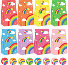 24er Set Regenbogen Partytüten mit Aufkleber Kraftpapier