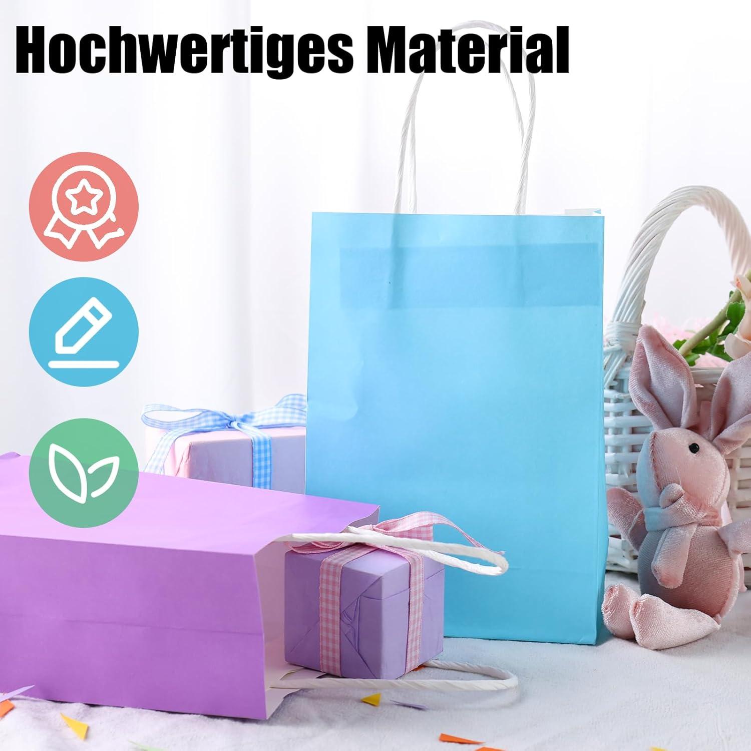 Kraftpapiertüten 30 Stück Geschenktüten mit Henkel 20x14x7cm