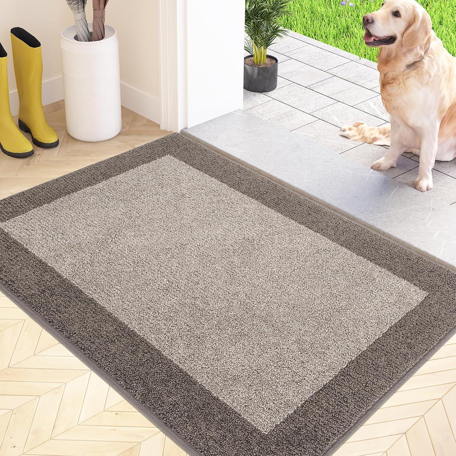 Schmutzfangmatte Innen 60x90 cm rutschfeste Fußmatte Beige waschbar