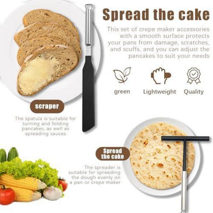 Crepes Verteiler & Spatel Set – Edelstahl & Silikon