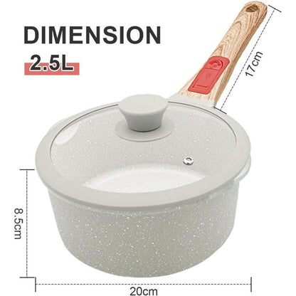 Stielkasserolle 20cm mit Deckel, 2.5L Antihaftbeschichtet