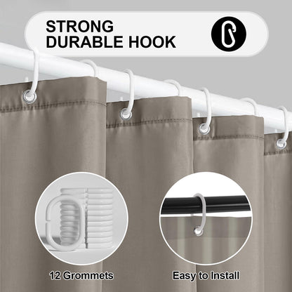 Duschvorhang Anti-Schimmel Stoff Wasserdicht Beige 180x180cm