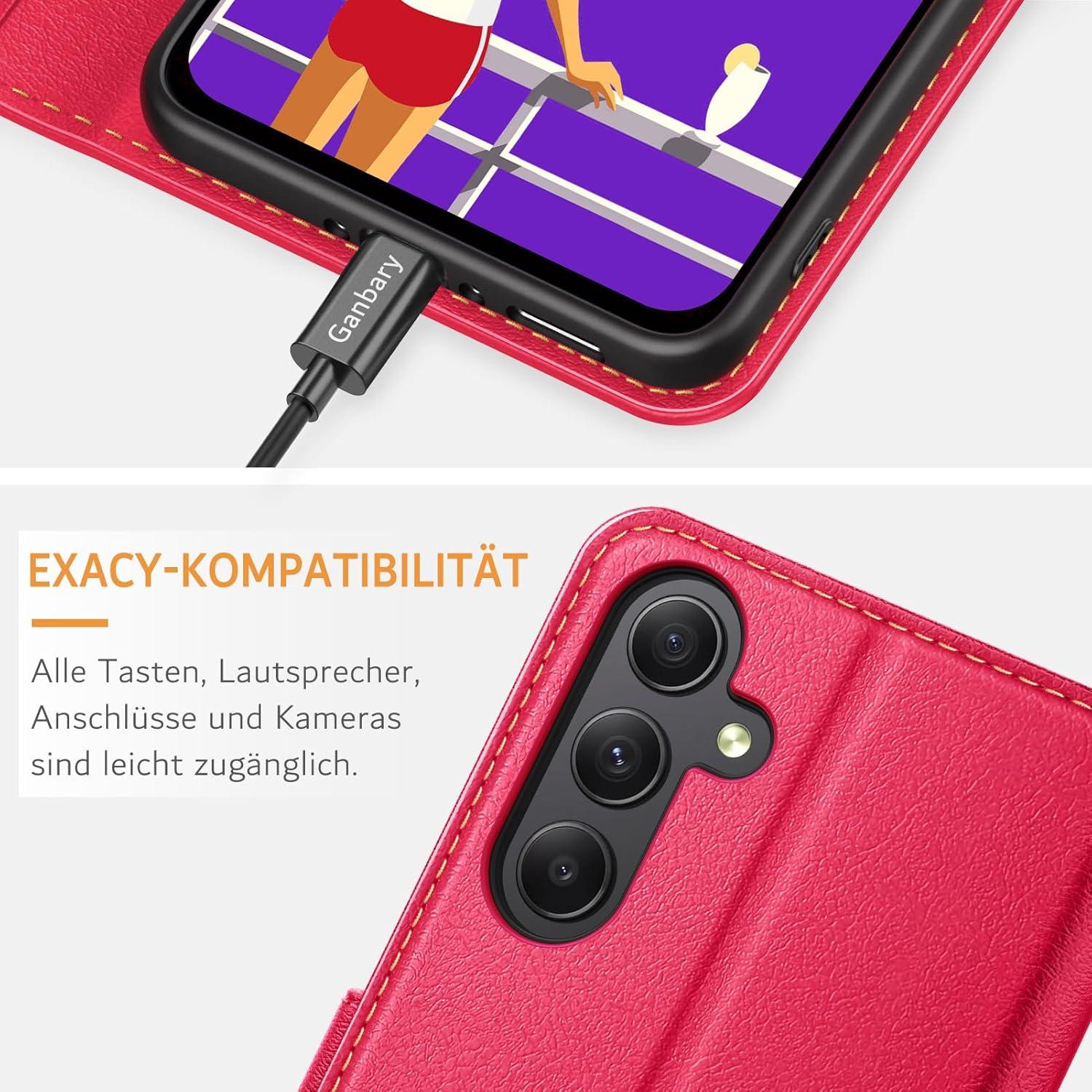 Handyhülle Samsung Galaxy A35 5G Leder Klapphülle Rot Magnet Stand