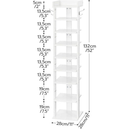 Vertikales Schuhregal mit 9 Ebenen und