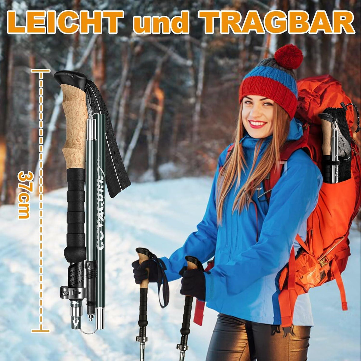 Wanderstöcke Walking Stöcke 110-130 cm Faltbar Verstellbar