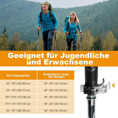 COVACURE Wanderstöcke Nordic Walking Teleskop Faltbar 110-130cm
