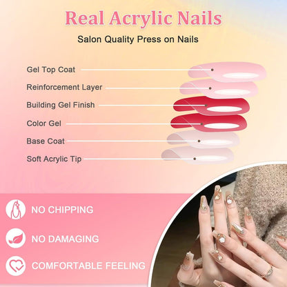 24er Set Künstliche Nägel Press on Nails Mittellang Gradient mit