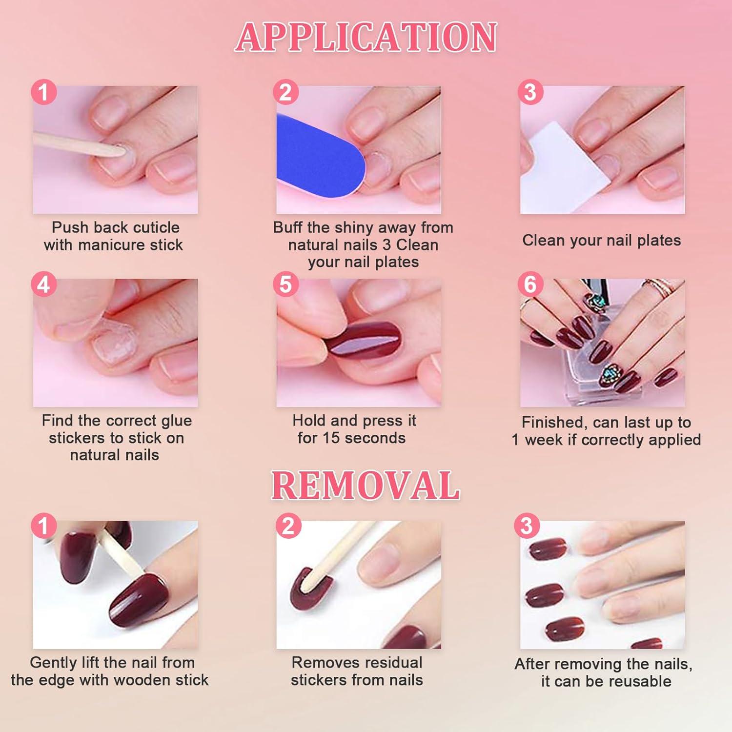 24 Stück Press on Nägel Mittellang Rosa Weiß Gradient Acryl Nägel