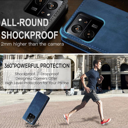 Xiaomi 13T Pro Handyhülle Leder Klappbar Blau Magnet Standfunktion