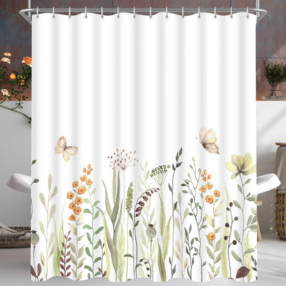 Duschvorhang Frische Schmetterling Blumen 200x200cm Polyester