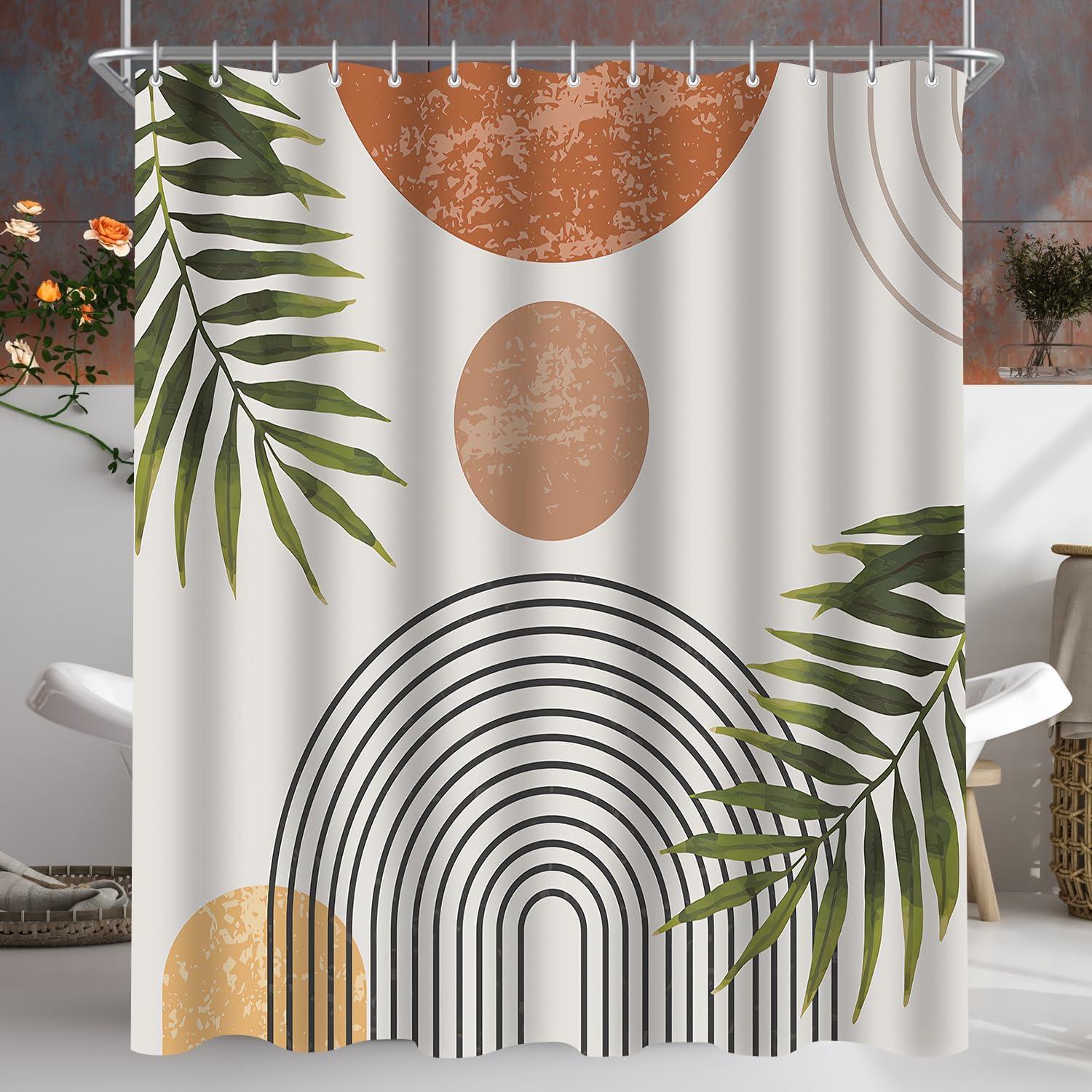 Duschvorhang Blätter Linie 180x200cm Antischimmel Wasserabweisend