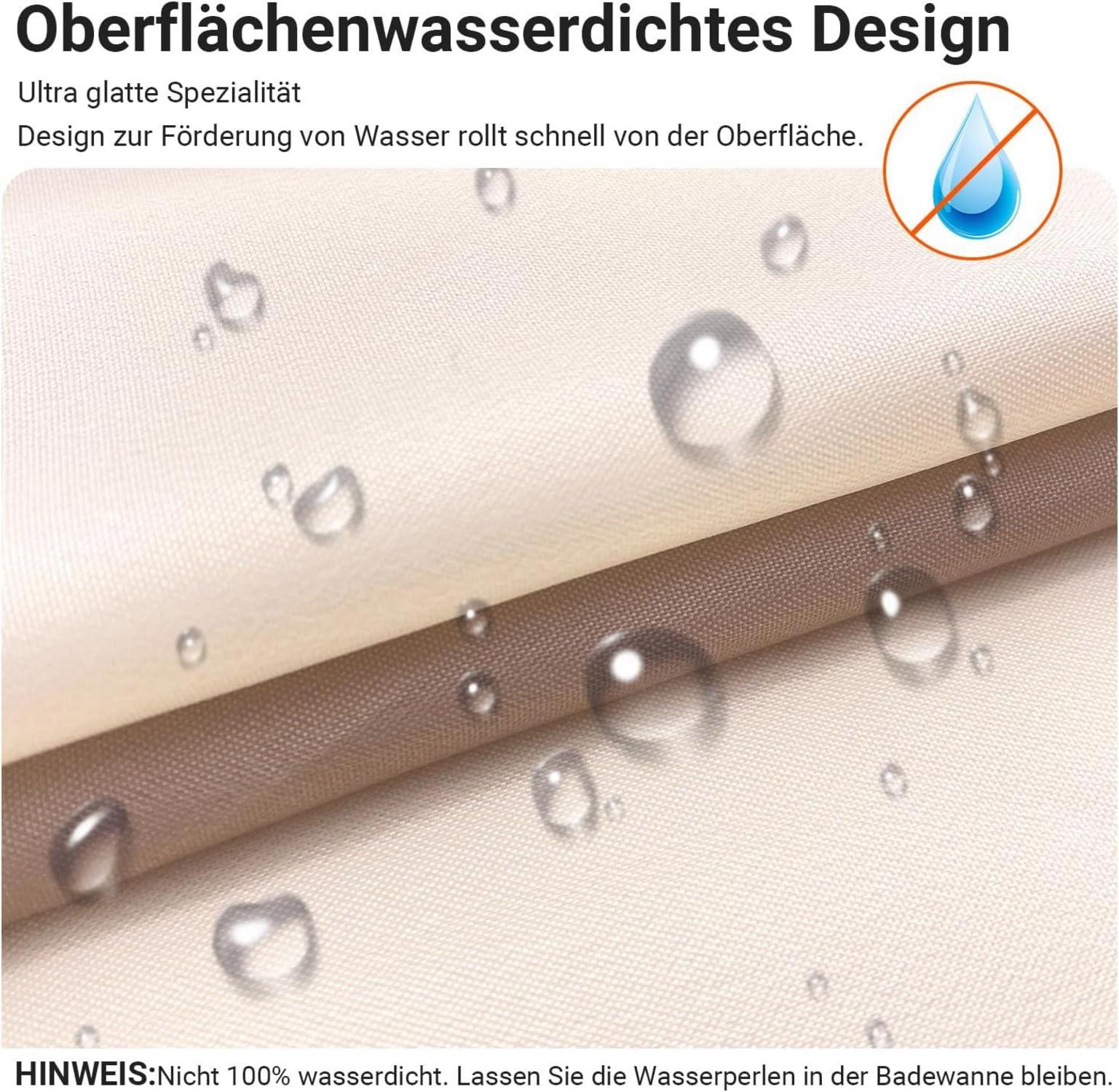 Duschvorhang Beige Streifen 240x180cm Wasserabweisend Textil