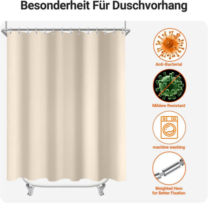 Lerores Duschvorhang 150x150cm Beige Antischimmel Textil Wasserabweisend