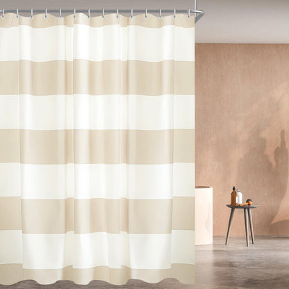 Duschvorhang Beige Streifen Antischimmel Textil 120x180cm